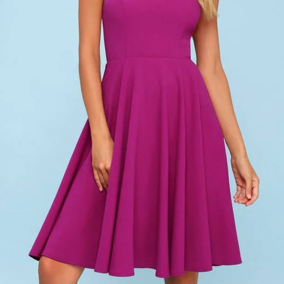 Lulus Magenta Midi Dress - Picture 3 of 10